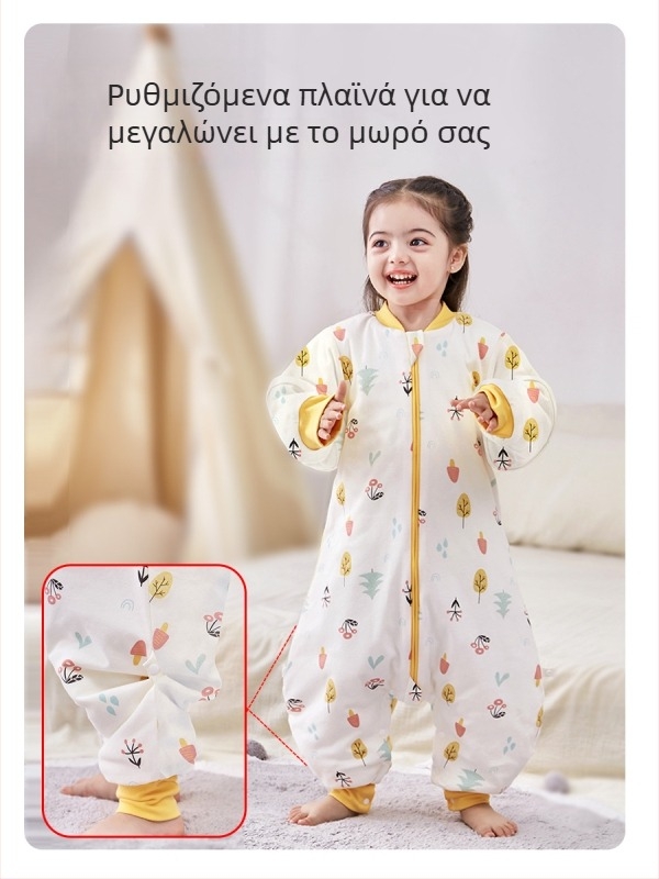 Υπνόσακος για μωρά και νήπια, χωρίς μανίκια, παχύ γέμισμα από πολυεστερικές ίνες και ίνες σόγιας, σχέδιο με ξεχωριστά πόδια, αντιβακτηριδιακός, μεταλλικό φερμουάρ, για φθινόπωρο-χειμώνα