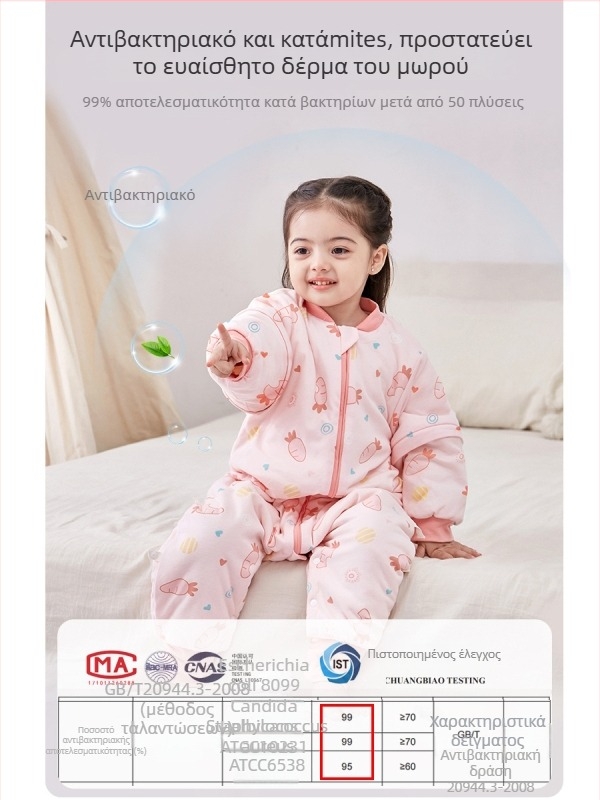 Υπνόσακος για μωρά και νήπια, χωρίς μανίκια, παχύ γέμισμα από πολυεστερικές ίνες και ίνες σόγιας, σχέδιο με ξεχωριστά πόδια, αντιβακτηριδιακός, μεταλλικό φερμουάρ, για φθινόπωρο-χειμώνα