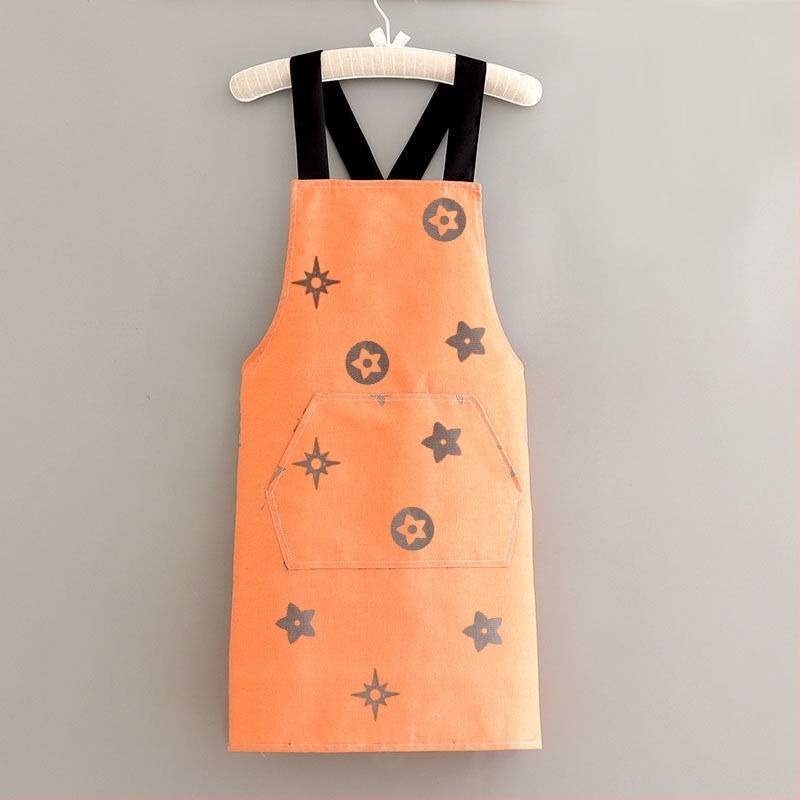 Σετ ποδιά κουζίνας, χωρίς μανίκια, αδιάβροχος καμβάς, φρέσκο στυλ, μονόχρωμο σχέδιο