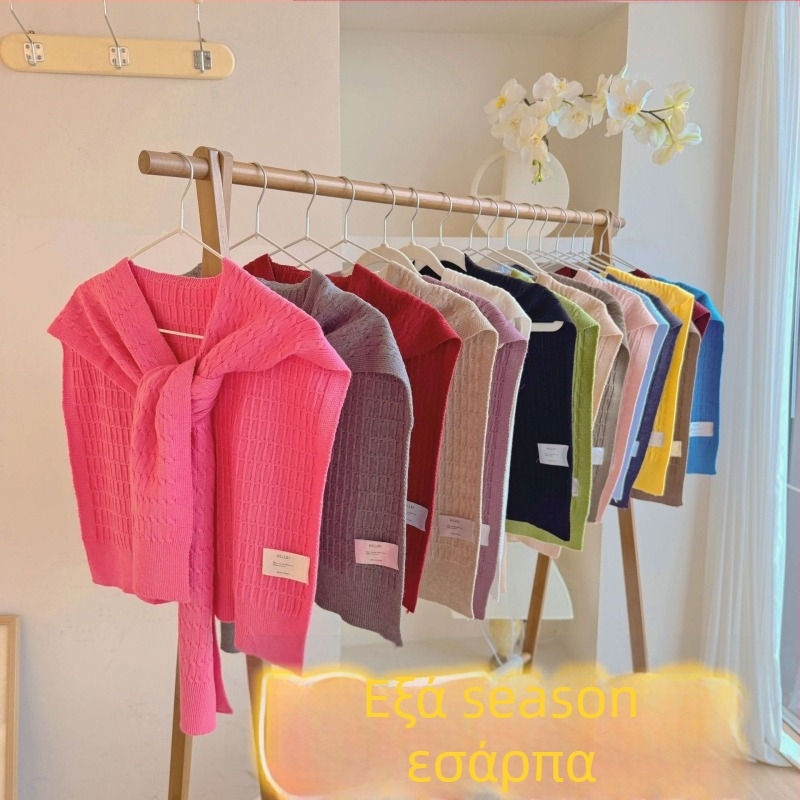 Πλεκτό σάλι με ψεύτικο γιακά για γυναίκες, warp πλέξη, για όλες τις εποχές, tie-dye βαφή, διακοσμητικό αξεσουάρ