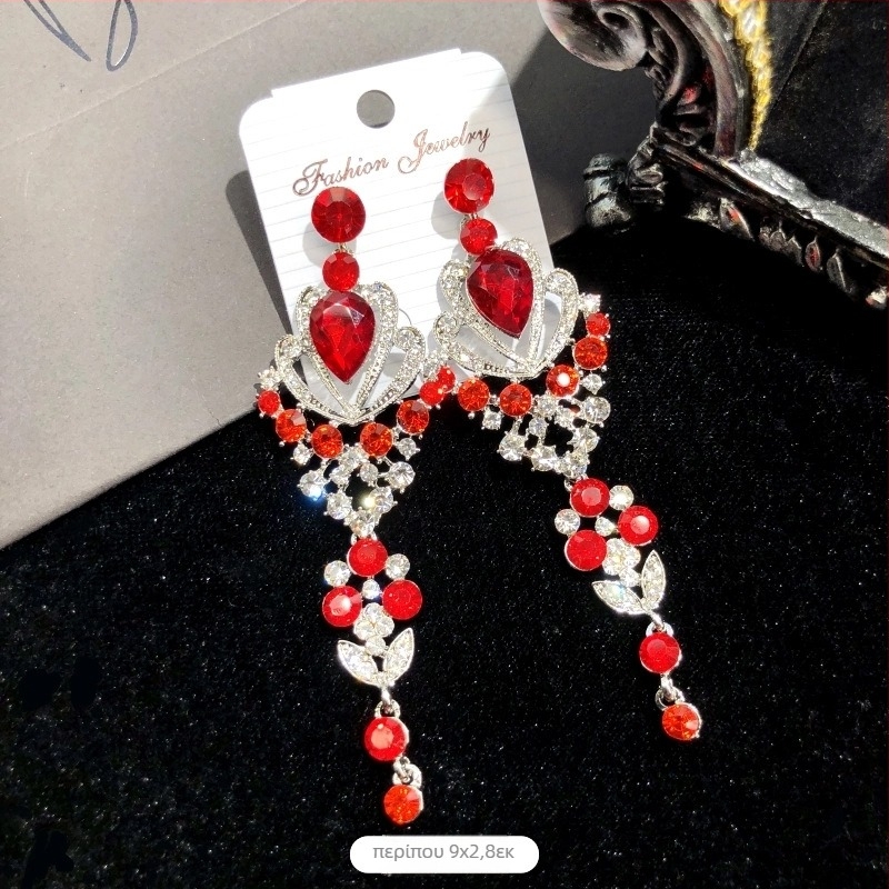 Σκουλαρίκια με κρύσταλλα και φούντες, ηλεκτροπλατίωση, ακίδα από ατσάλι, μάρκα Luoxiang, μόδα