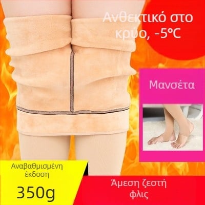 Γυναικεία καλσόν με επένδυση φλίς, υπερπαχιά, 100% νάιλον, ζεστά και διαμορφωτικά, απλό στυλ