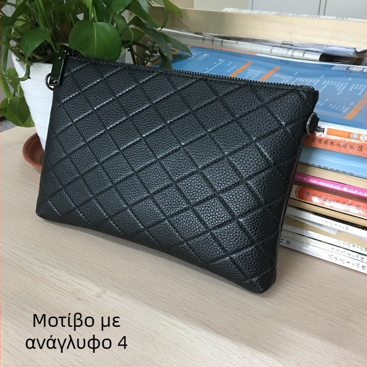 Mini Dragon ανδρικό clutch από PU δέρμα – ανάγλυφο γεωμετρικό σχέδιο, αδιάβροχο, επένδυση από νάιλον, επιχειρηματικό στυλ