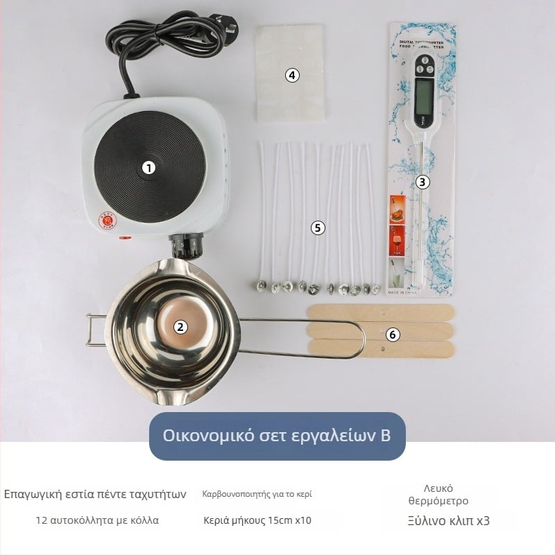 Mingmens κιτ κατασκευής αρωματοκεριών — χειροποίητα εργαλεία με επαγωγική εστία, κατσαρόλα κεριών και θερμόμετρο