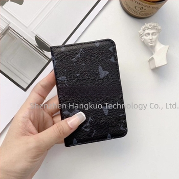 Πορτοφόλι καρτών με δύο διπλώσεις, PU υλικό, καρό μοτίβο, unisex, ευρωπαϊκό–αμερικανικό ρετρό στυλ