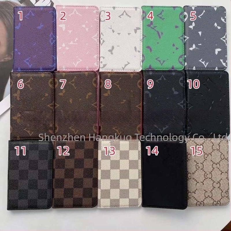 Πορτοφόλι καρτών με δύο διπλώσεις, PU υλικό, καρό μοτίβο, unisex, ευρωπαϊκό–αμερικανικό ρετρό στυλ