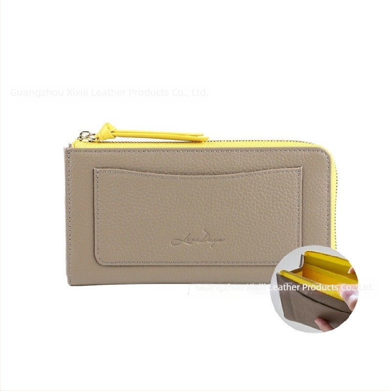 Μακρύ γυναικείο πορτοφόλι από δέρμα με ανάγλυφη υφή, θήκες καρτών και θήκη κέρματος, μεγάλη χωρητικότητα, γνήσιο δέρμα, δέρμα πρώτης στρώσης, επένδυση από δέρμα βοείου