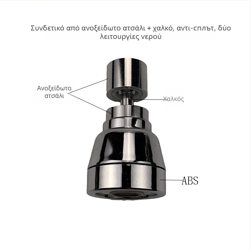 Ανοξείδωτο ακροφύσιο φίλτρου βρύσης, περιστρεφόμενο με τρία επίπεδα ροής, κεφαλή κατά των πιτσιλισμάτων και προέκταση