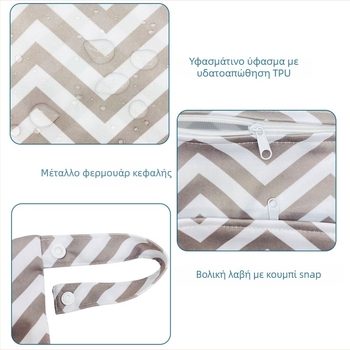 Beidi Bird τσάντα για πάνες, αδιάβροχη, με διπλό φερμουάρ, διαχωρισμός υγρού-ξηρού, μέγεθος 30×40 cm, μοντέλο 5965295