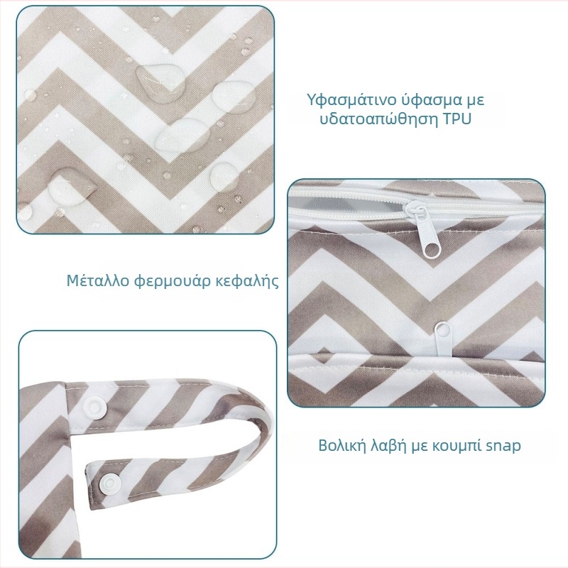 Beidi Bird τσάντα για πάνες, αδιάβροχη, με διπλό φερμουάρ, διαχωρισμός υγρού-ξηρού, μέγεθος 30×40 cm, μοντέλο 5965295