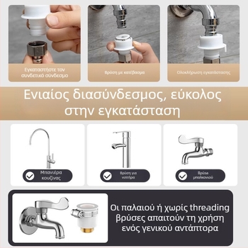 Επέκταση βρύσης μπάνιου, από ανοξείδωτο ατσάλι, γρήγορη εγκατάσταση με σύνδεσμο, ηλεκτροπλατιωμένο φινίρισμα, έλεγχος με μία λαβή ή διπλός έλεγχος, 0–100°C