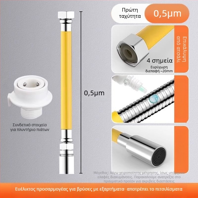 Επέκταση βρύσης μπάνιου, από ανοξείδωτο ατσάλι, γρήγορη εγκατάσταση με σύνδεσμο, ηλεκτροπλατιωμένο φινίρισμα, έλεγχος με μία λαβή ή διπλός έλεγχος, 0–100°C