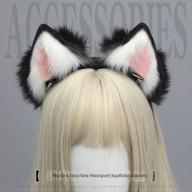 Κεφαλόδεσμος με γατάκια αυτιά – βελούδινο υλικό, χειροποίητο, στυλ καρτούν, unisex