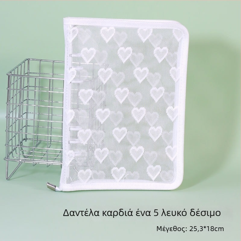 Λευκώματα με φύλλα χαλαρά, διαφανές PVC εξώφυλλο σε σχήμα καρδιάς, σύνδεση με 3 οπές