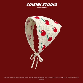 Πλεκτή στέκα μαλλιών με λουλούδι και καρό μοτίβο, στυλ τριγωνικού φουλαριού, άνοιξη 2025