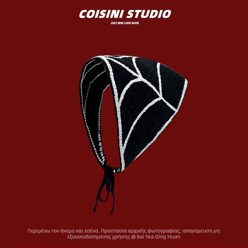 Πλεκτή στέκα μαλλιών με λουλούδι και καρό μοτίβο, στυλ τριγωνικού φουλαριού, άνοιξη 2025