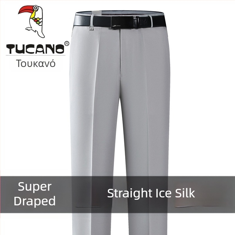 Ανδρικά casual παντελόνια από βαμβάκι, ίσια γραμμή, υψηλή μέση, χωρίς σιδέρωμα