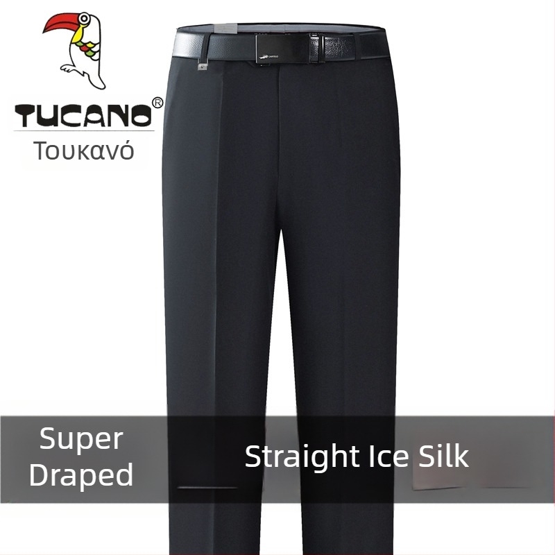 Ανδρικά casual παντελόνια από βαμβάκι, ίσια γραμμή, υψηλή μέση, χωρίς σιδέρωμα