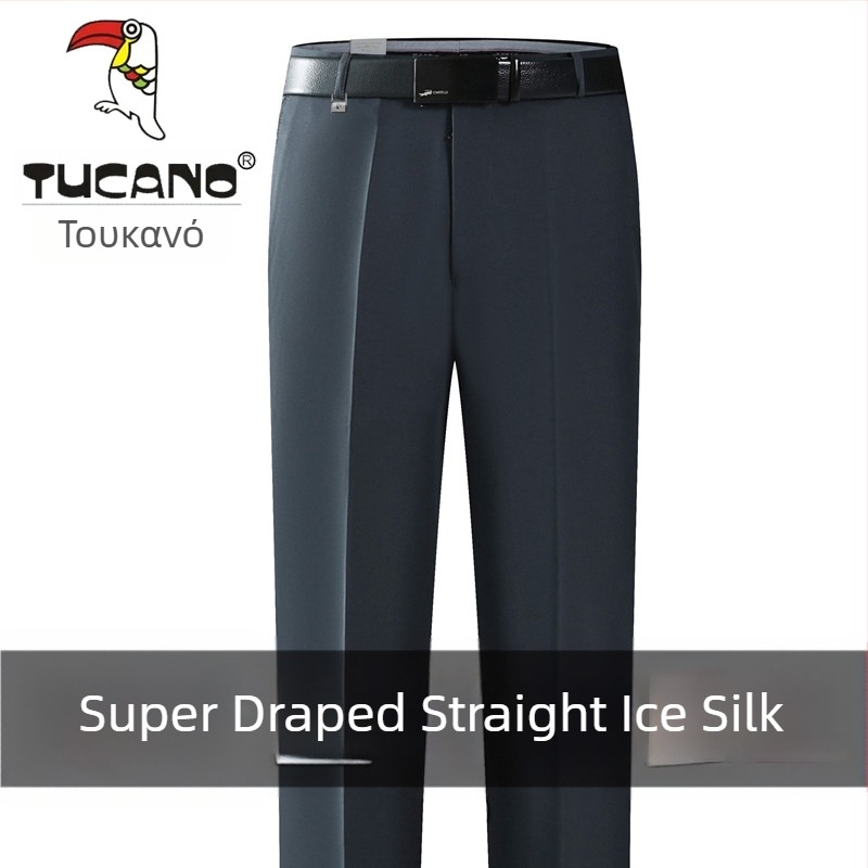 Ανδρικά casual παντελόνια από βαμβάκι, ίσια γραμμή, υψηλή μέση, χωρίς σιδέρωμα