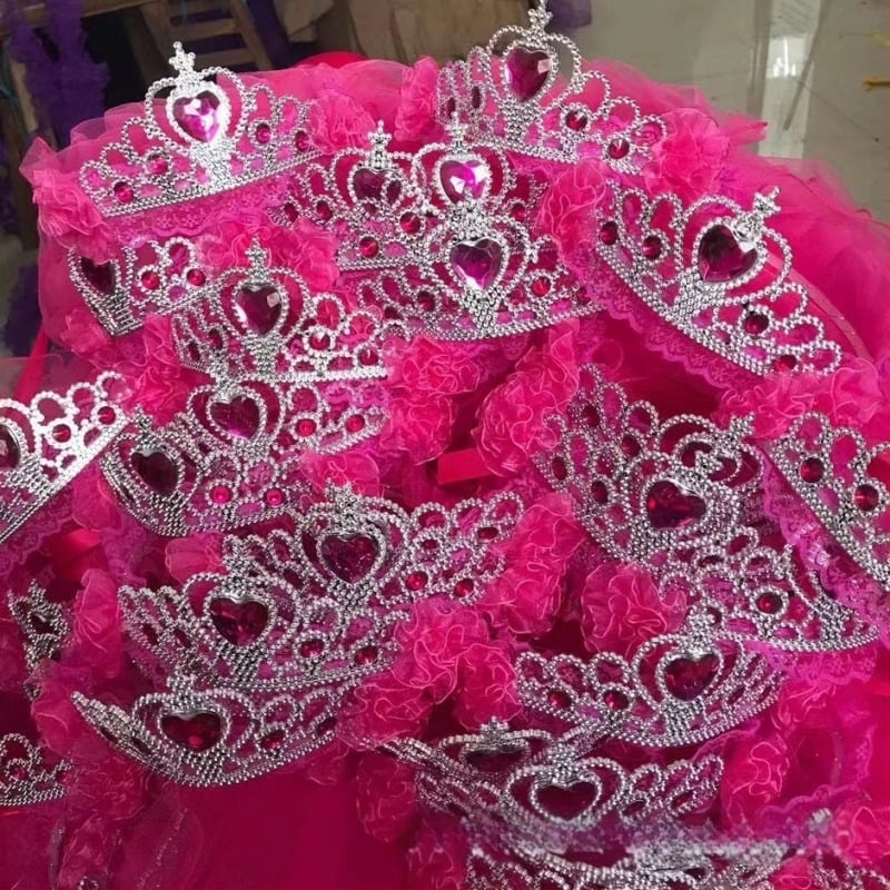 Κορώνα με βέλο για παιδιά, πλέγμα, καρτούν στυλ, unisex, διπλό στρώμα, προσαρμογή κατά παραγγελία