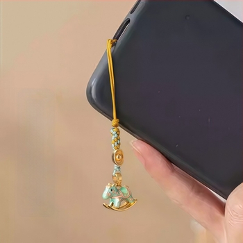 Αλυσίδα τηλεφώνου από μέταλλο με ηλεκτροπλατινισμένο φινίρισμα, μοτίβο αλογάκι κουνιστό, κινέζικο στυλ, άνοιξη 2025 κυκλοφορία