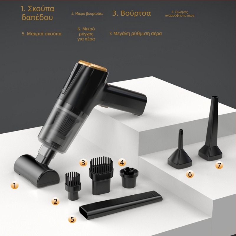 Χειροκίνητος ασύρματος καθαριστής αυτοκινήτου, με ισχυρή αναρρόφηση 11000 Pa, τάση 7,4 V, ισχύ 120 W, μοντέλο 3101, λειτουργία φουσκώματος και LED φωτισμού.