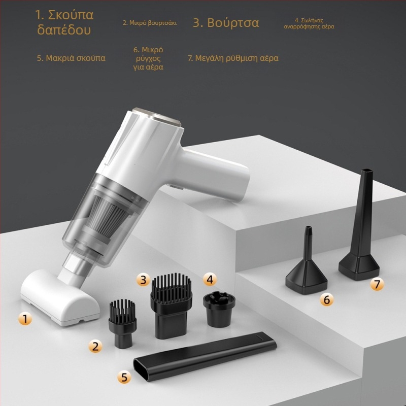 Χειροκίνητος ασύρματος καθαριστής αυτοκινήτου, με ισχυρή αναρρόφηση 11000 Pa, τάση 7,4 V, ισχύ 120 W, μοντέλο 3101, λειτουργία φουσκώματος και LED φωτισμού.