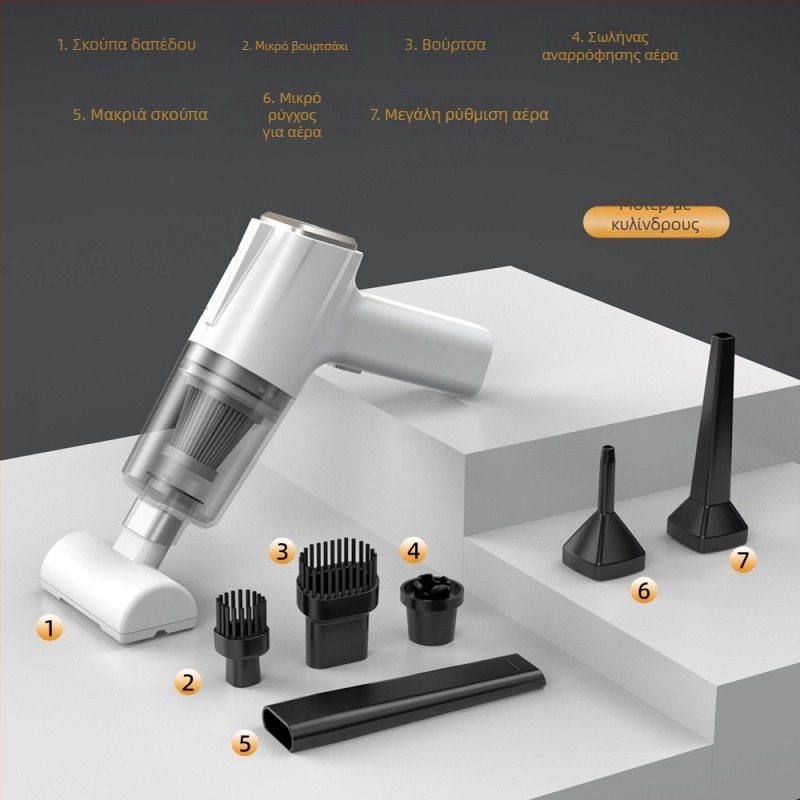 Χειροκίνητος ασύρματος καθαριστής αυτοκινήτου, με ισχυρή αναρρόφηση 11000 Pa, τάση 7,4 V, ισχύ 120 W, μοντέλο 3101, λειτουργία φουσκώματος και LED φωτισμού.