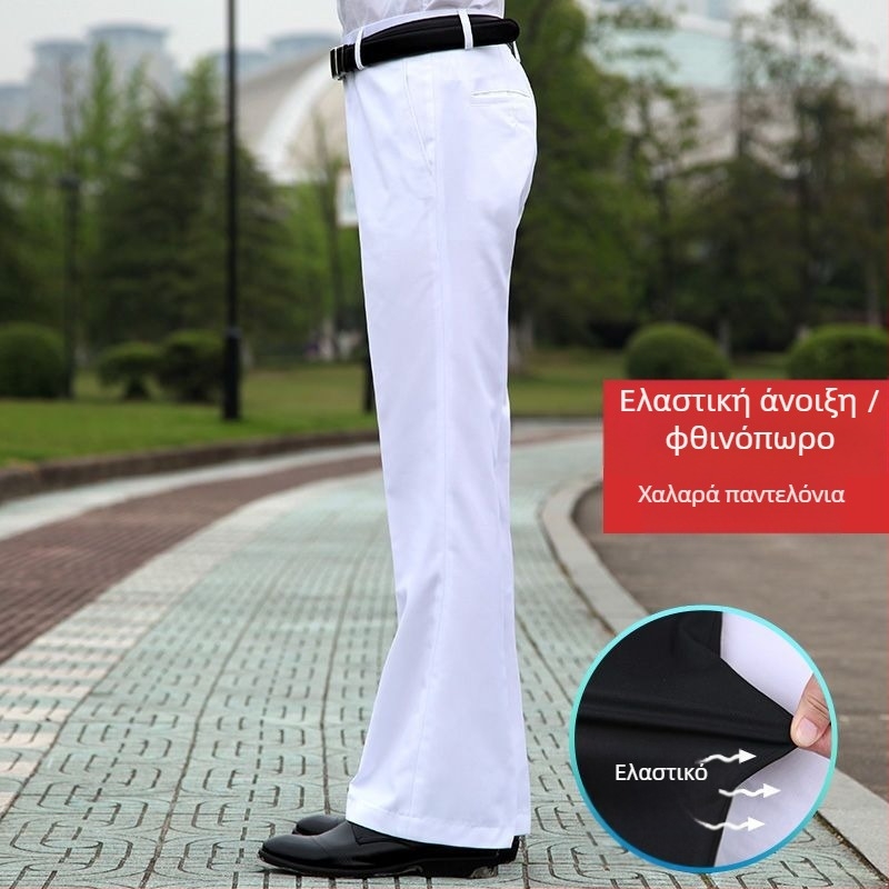 Αντρικά παντελόνια με ίσιο κόψιμο, άνετη φαρδιά γραμμή, υψηλό μέση, μικροελαστικότητα, ύφασμα από μπαμπού και μετάξι