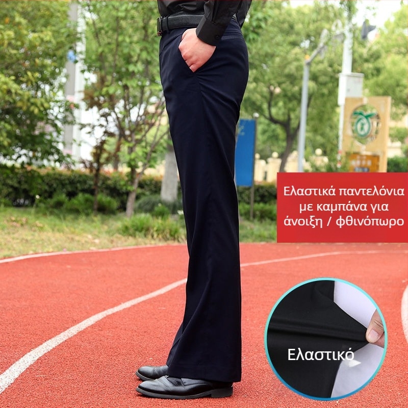 Αντρικά παντελόνια με ίσιο κόψιμο, άνετη φαρδιά γραμμή, υψηλό μέση, μικροελαστικότητα, ύφασμα από μπαμπού και μετάξι