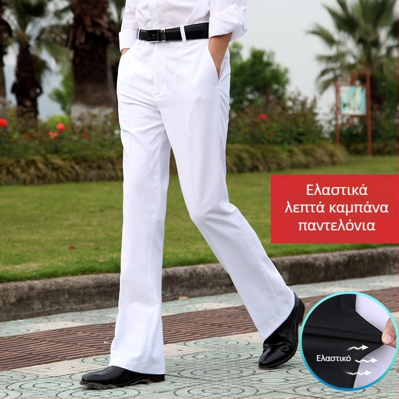 Αντρικά παντελόνια με ίσιο κόψιμο, άνετη φαρδιά γραμμή, υψηλό μέση, μικροελαστικότητα, ύφασμα από μπαμπού και μετάξι