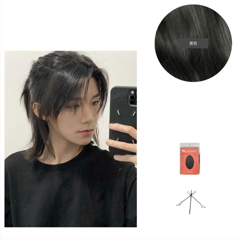 Ανδρική περούκα Χανφού – αρχαίο στυλ, μακριά μαλλιά, ψηλή αλογοουρά, πλήρης κάλυψη κεφαλής, θερμοανθεκτικές συνθετικές ίνες