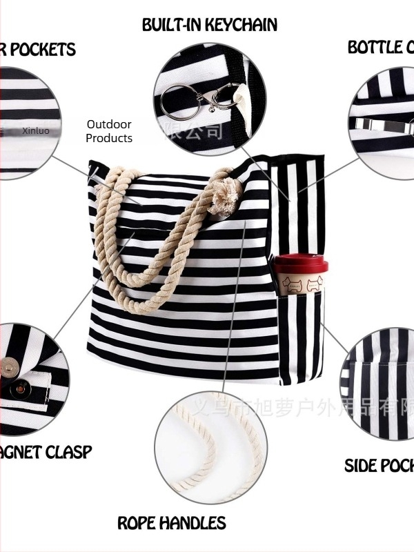 Γυναικεία τσάντα με μεγάλη χωρητικότητα, Oxford ύφασμα, οριζόντιο τετράγωνο σχέδιο, μαγνητικό κλείσιμο, εσωτερικές θήκες: θήκη με φερμουάρ και θήκη για κινητό