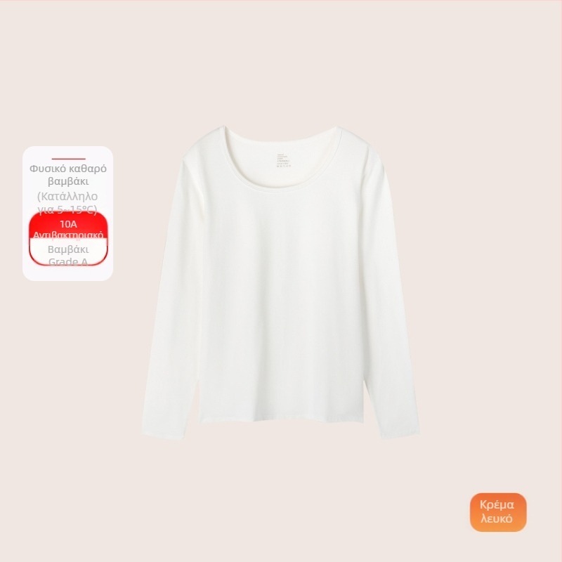 Γυναικείο θερμικό σετ από βαμβάκι: λεπτό ύφασμα (121–140 g/m²), 95–100% βαμβάκι, μακρυμανίκικη μπλούζα με στρογγυλό λαιμό και παντελόνι, βασικός στρώμα για εξωτερική χρήση