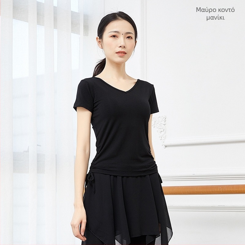 Γυναικείο τοπ για μοντέρνο χορό, κομψή εφαρμοστή γραμμή, ύφασμα modal βισκόζη για λατινικούς και εθνικούς χορούς