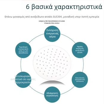 Κεφαλή ντους από πάνω with βροχή — 304 ανοξείδωτο, Top Spray, Λειτουργία βροχής, Τετραπλό νήμα σύνδεσης