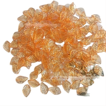 Αξεσουάρ - Ακρυλικές χάντρες σε σχήμα πεπονιού με μοτίβο φύλλου, βαμμένη επιφάνεια