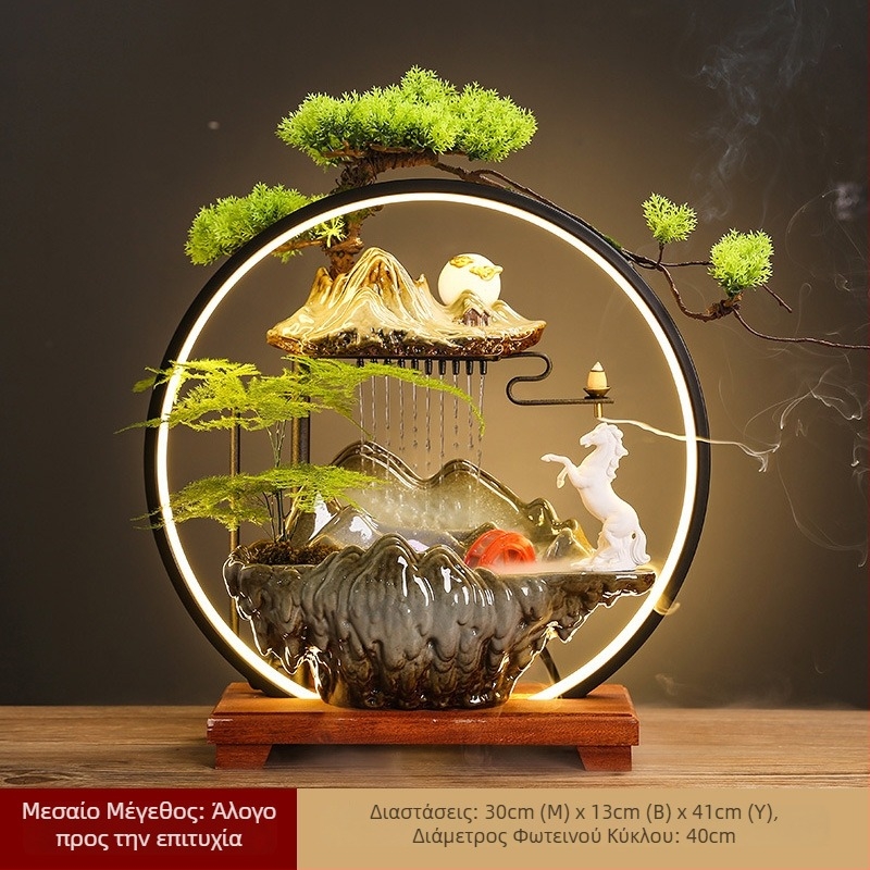 Κεραμικός υγραντήρας με καταρράκτη ρέουσας νερού, σε στυλ Νέο Κινέζικο, για σαλόνι και γραφείο, προσαρμόσιμο