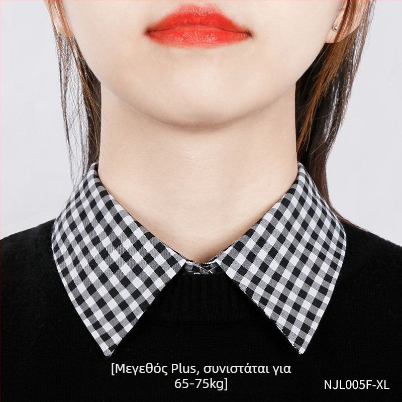 Γυναικείος ψεύτικος γιακάς — γιακάς σε πλεκτό στυλ, καρό γιακά πουκάμισου, πολυλειτουργικό πάνω μέρος, μυτερός γιακά, βαμβάκι