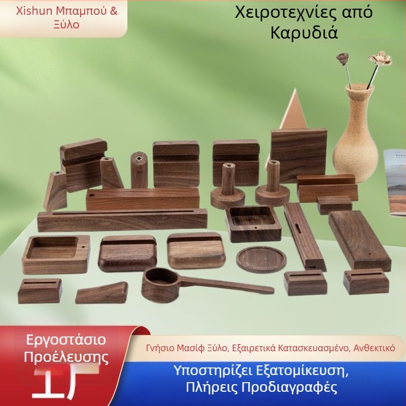 Ξύλινο διακοσμητικό από ξύλο καρυδιάς για οικία και γραφείο, επιτραπέζιο ημερολόγιο με βάση από συμπαγές ξύλο