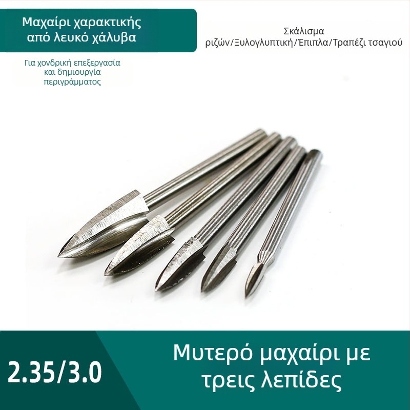 Σετ 5 εργαλείων ξυλουργικής χαρακτικής: διακόσμηση επίπλων και χαρακτική ρίζας ξύλου, λείανση και γυάλισμα, ηλεκτρικές φρέζες και τρυπάνια για ξύλο