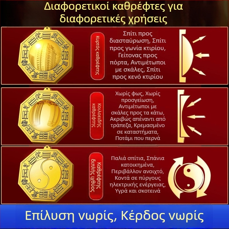 Χάλκινος κοίλος και κυρτός καθρέφτης για είσοδο και παράθυρο, γεωμετρικός σχεδιασμός