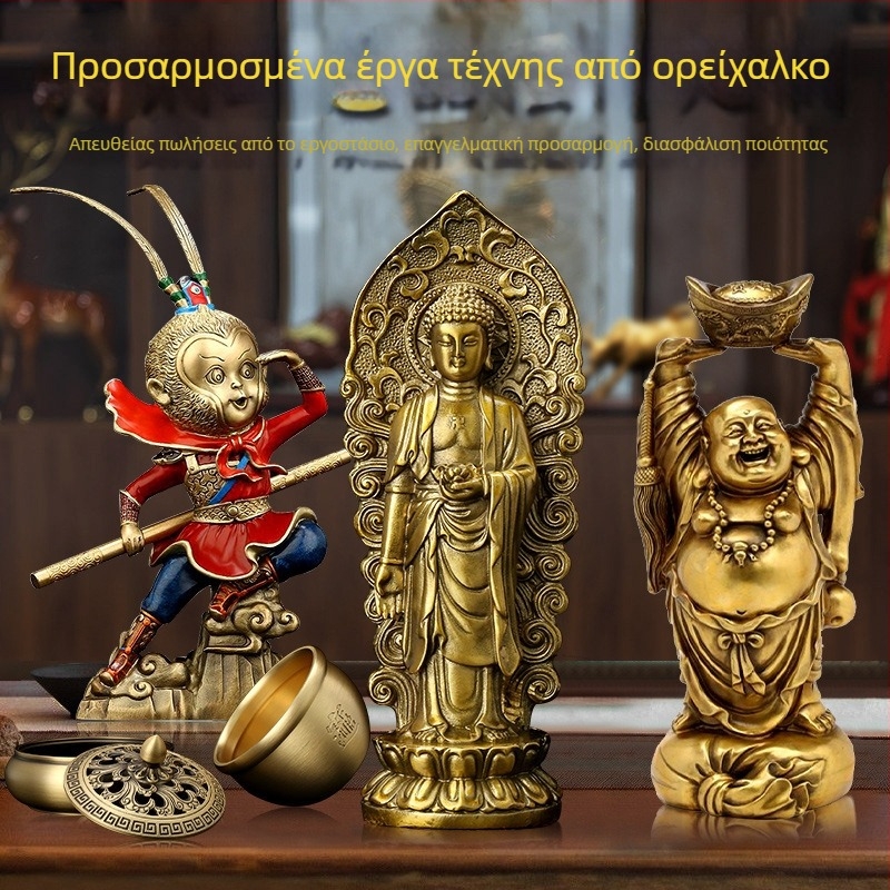 Άγαλμα Βούδα από χαλκό, διακοσμητικό αντικείμενο, προσαρμοσμένο χειροποίητο μεταλλικό μοντέλο αρχιτεκτονικού χαρακτήρα, σουβενίρ