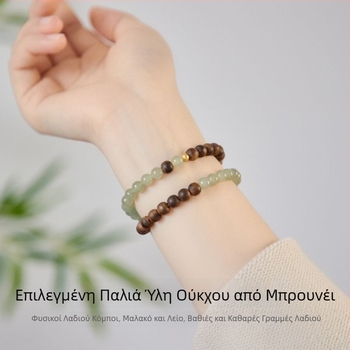Γυναικεία βραχιόλι διπλού επιπέδου από αντίγραφο Hetian jade και agarwood, διακριτή πολυτέλεια, κινεζικό ρετρό στυλ, νέο μοντέλο 2025