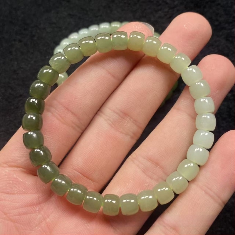 Βραχιόλι Hetian Jade με διαβάθμιση, γεωμετρικός σχεδιασμός, unisex
