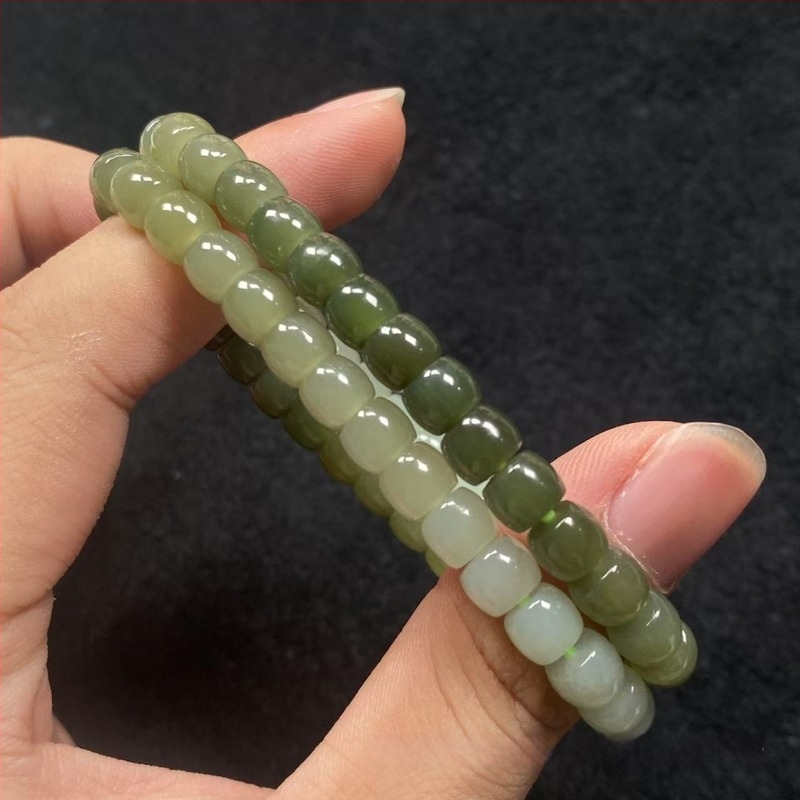 Βραχιόλι Hetian Jade με διαβάθμιση, γεωμετρικός σχεδιασμός, unisex