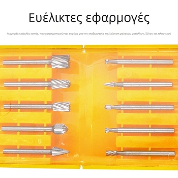 Ασημένιο σετ 10 τεμαχίων περιστροφικών φρεζών από ατσάλι υψηλής ταχύτητας για ξυλουργικές εργασίες, ριζική και πυρήνας χαρακτικής