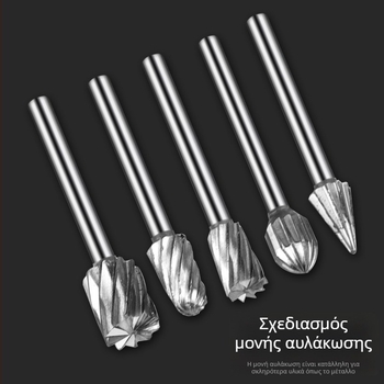 Ασημένιο σετ 10 τεμαχίων περιστροφικών φρεζών από ατσάλι υψηλής ταχύτητας για ξυλουργικές εργασίες, ριζική και πυρήνας χαρακτικής