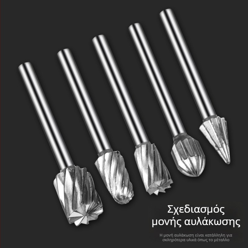 Ασημένιο σετ 10 τεμαχίων περιστροφικών φρεζών από ατσάλι υψηλής ταχύτητας για ξυλουργικές εργασίες, ριζική και πυρήνας χαρακτικής