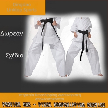 Unisex κιμόνο προπονήσεων για καράτε και ταεκβοντό με ρίγες, πολυεστέρας